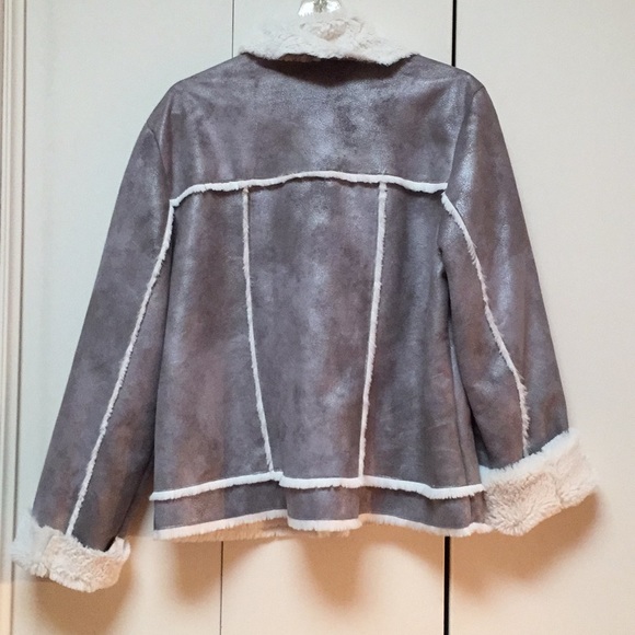 Iced Grey and White Faux Shearling Jacket - Picture 2 of 4